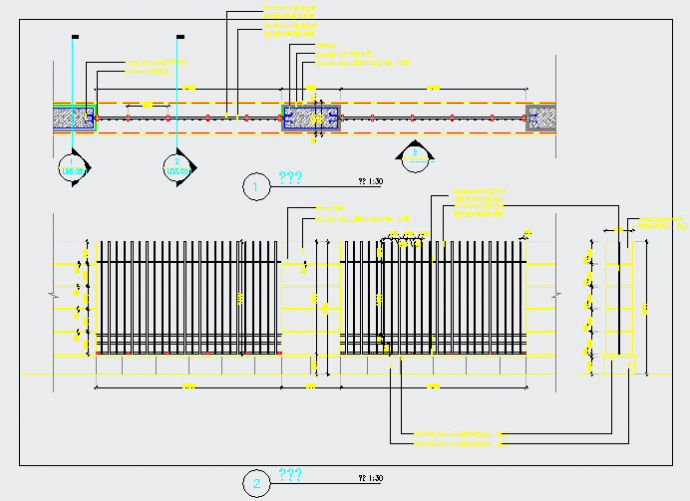 某特色围墙CAD构造全套设计详图_图1