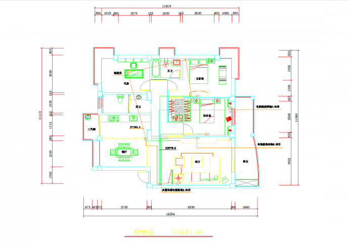 某地家装照明电路图CAD图纸_图1