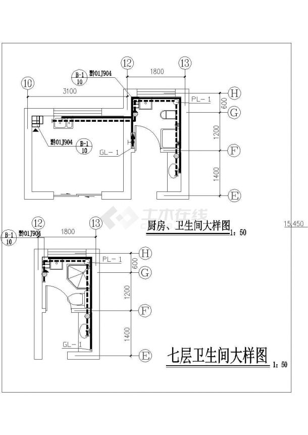 郑州市科苑新村小区7层混合结构住宅楼给排水系统设计CAD图纸-图一