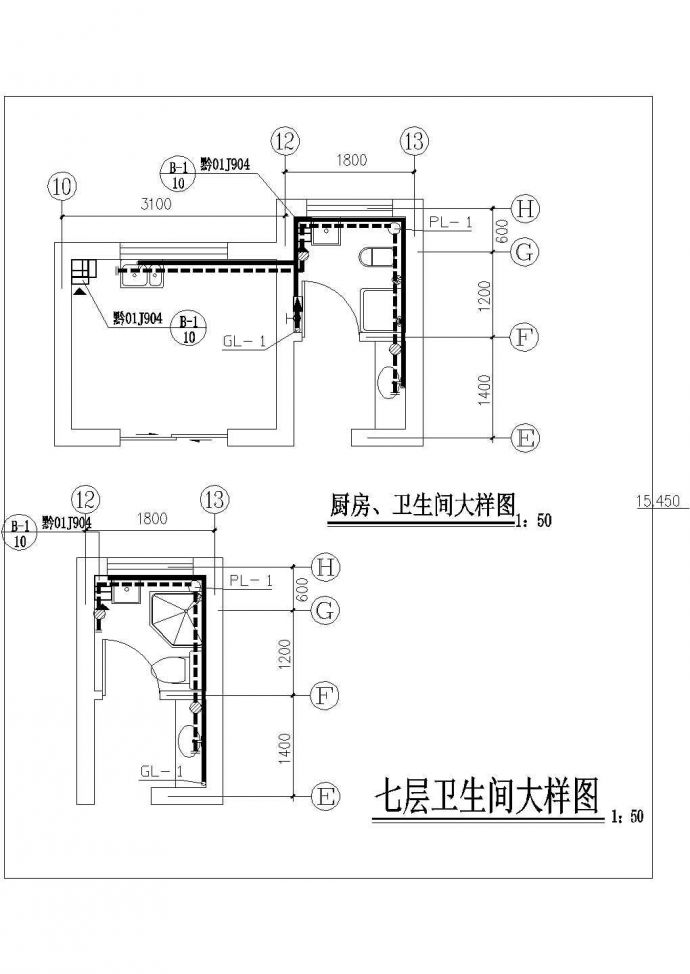 郑州市科苑新村小区7层混合结构住宅楼给排水系统设计CAD图纸_图1