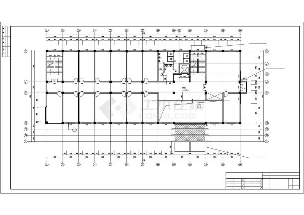 四层局部五层办公楼建筑设计CAD图-图二