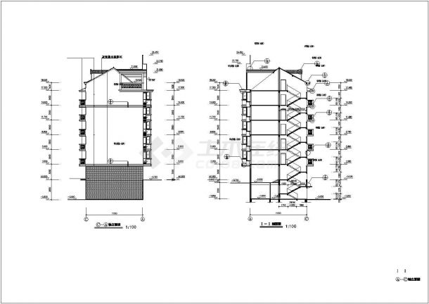 贵阳紫苑花园小区5800平米6层砖混住宅楼建筑设计CAD图纸（含半地下室）-图一