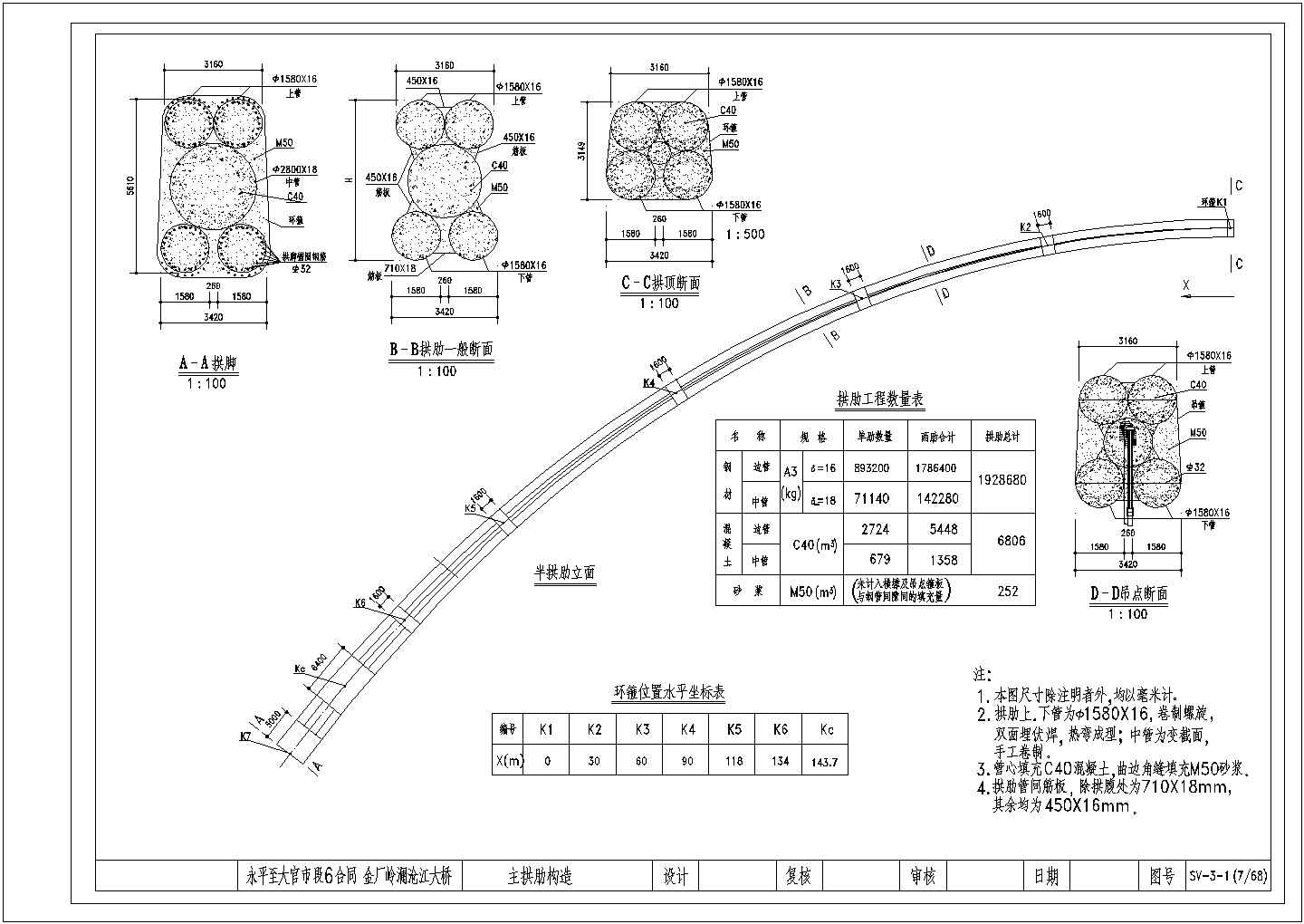 某300m集束钢管混凝土拱桥提篮拱桥CAD设计节点详图