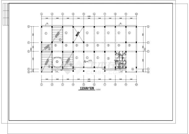 四层框架办公楼建筑结构设计施工cad图纸，共十六张-图二