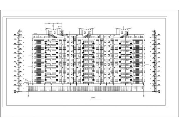 上海市浦口花园小区三栋11+1层框架结构组合式住宅楼建筑设计CAD图纸-图一