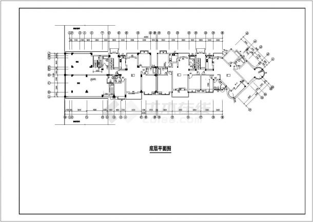 杭州柠乐新村小区6层砖混商住楼建筑设计CAD图纸（1-2层商用/2套方案）-图一