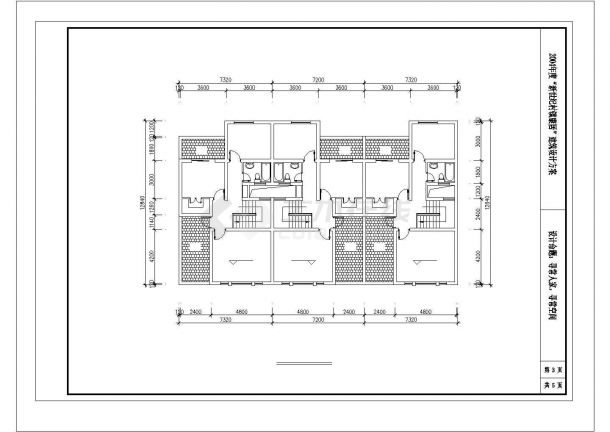 佛山市文香园小区2层砖混结构双拼式住宅楼建筑设计CAD图纸（含总图）-图二