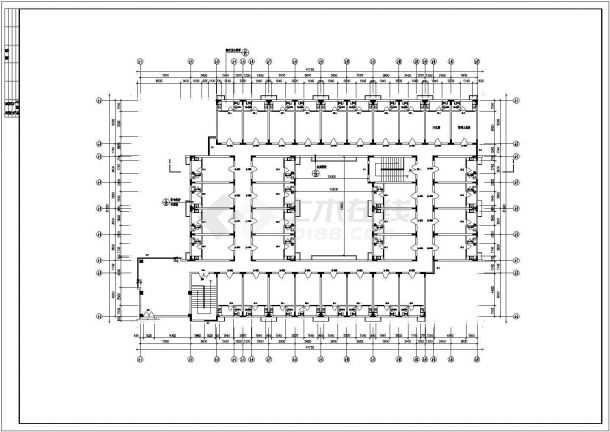 上海交通大学研究生院7层框架结构宿舍楼平立剖面设计CAD图纸-图二