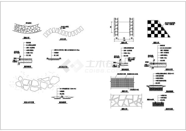 某园路步石CAD设计大样完整图例-图一