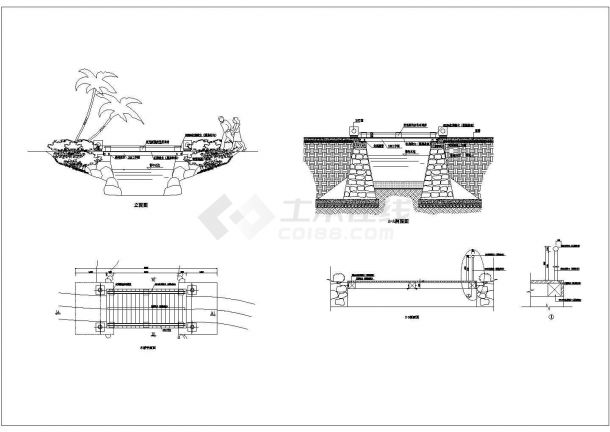 某园桥方案木桥CAD节点详细构造施工图-图一