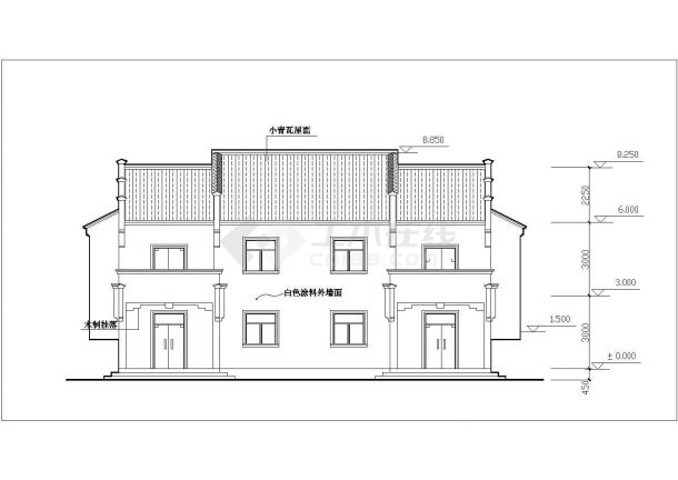 南京市某小区2层砖混结构双拼式别墅住宅楼建筑设计CAD图纸（2套方案）-图二