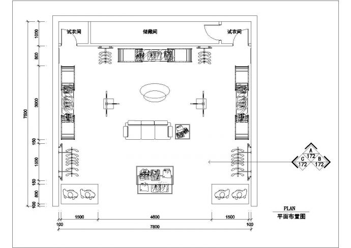 某服装店CAD节点完整构造设计图_图1