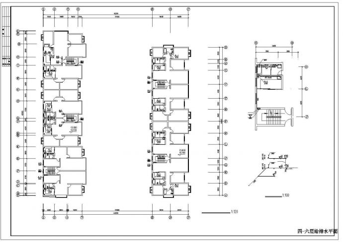 某 6+1阁楼层(1梯2户5单元)11型住宅楼给排水施工图纸（标注明细）_图1