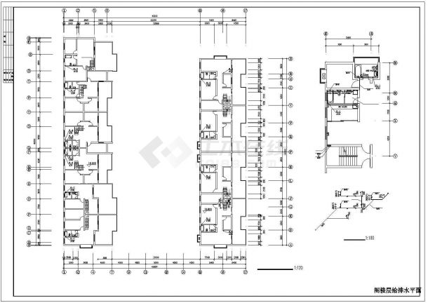 某 6+1阁楼层(1梯2户5单元)11型住宅楼给排水施工图纸（标注明细）-图二