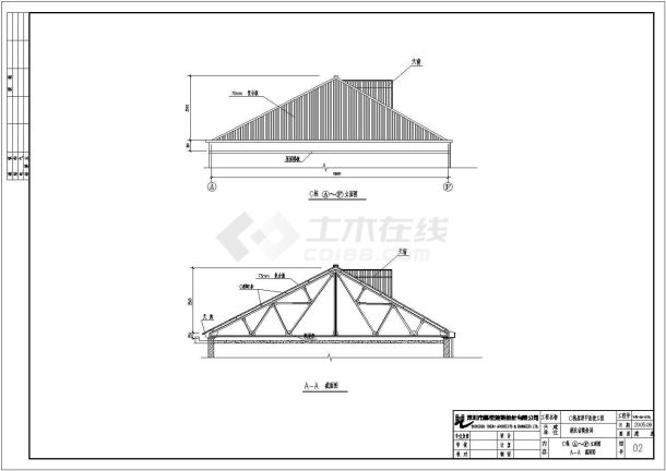 荆门四坡三角形钢屋架底商私人住宅楼设计CAD详细建筑施工图-图一
