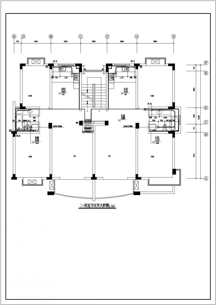 1车库+5+1阁楼层(1梯2户2单元)住宅楼给排水施工图（共16张）_图1