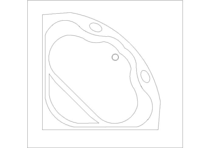 某浴缸CAD设计构造平立面图纸_图1