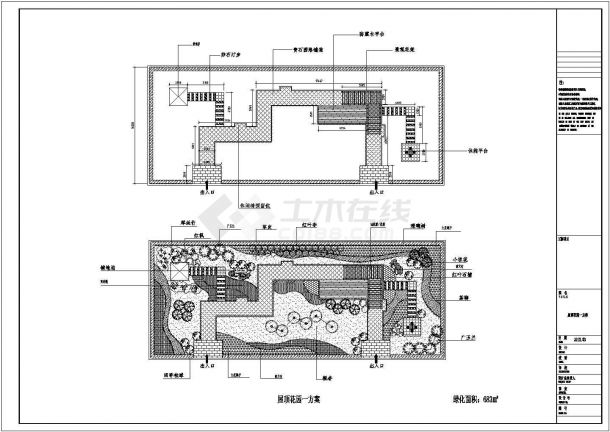 某单位建筑大型屋顶花园景观设计施工CAD图纸-图一