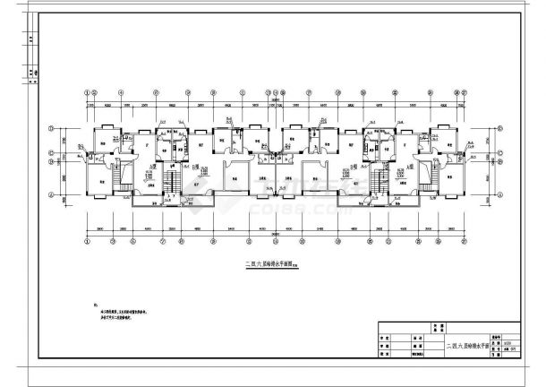 某8层(1梯2户2单元)复式住宅楼给排水施工图纸（标注明细）-图二