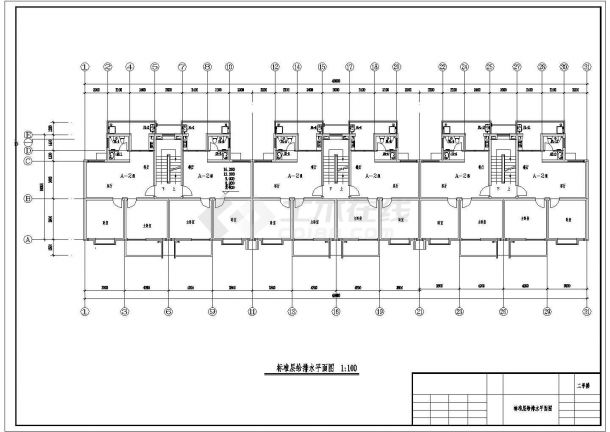 (1梯2户3单元)砖混住宅楼给排水施工图（含设计说明）-图一