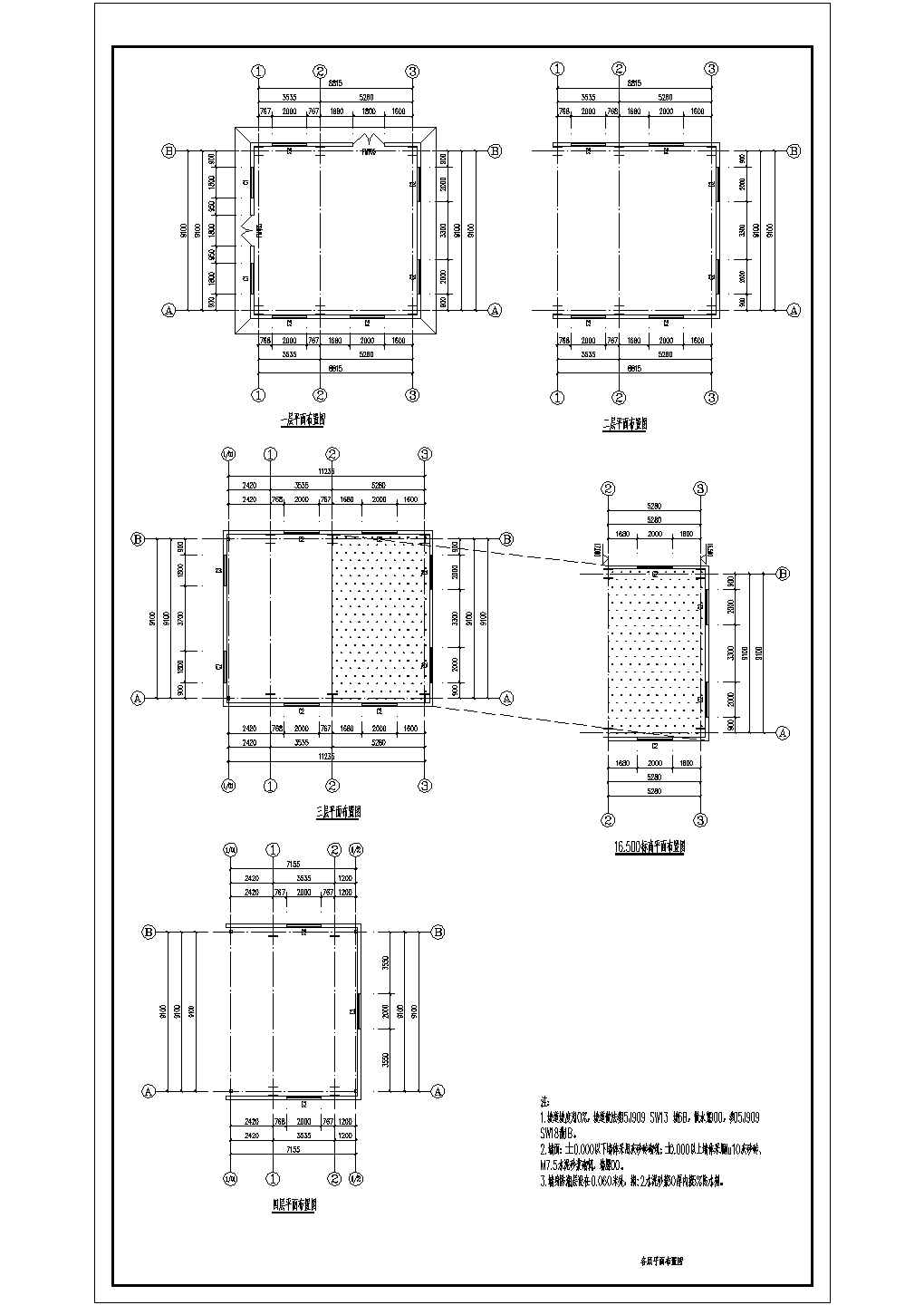 银川框架设备底商私人住宅楼设计CAD详细建筑施工图