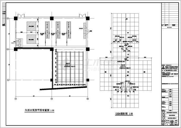 清远白天鹅酒店生活泵房全套施工cad图-图二
