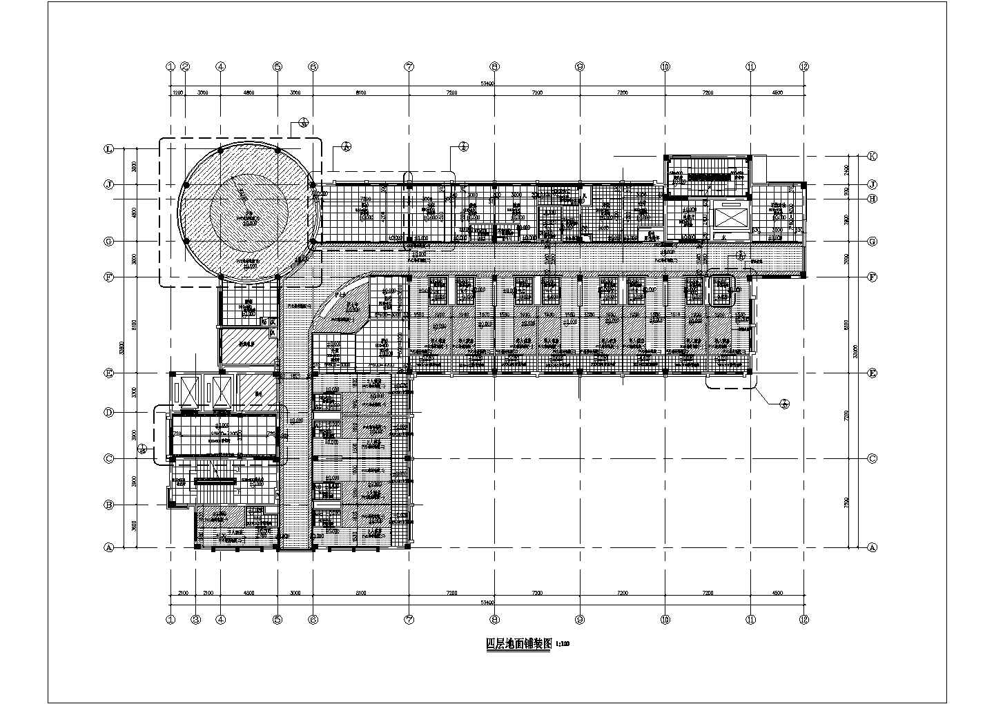 某医院四层地面铺设图CAD节点构造设计图纸
