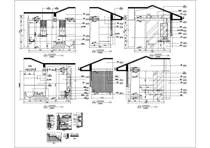 某主卧卫生间立面CAD设计完整详图_图1