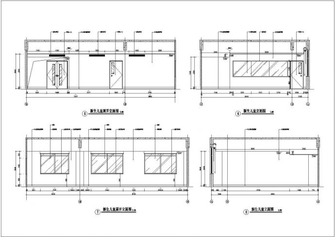某十层新生儿室CAD设计节点完整立面图_图1