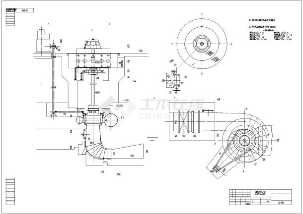 某电站发电机械CAD节点剖面设计图纸-图一