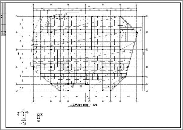 商城框架结构CAD示意图-图二