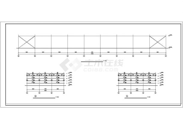 长72米宽18米单层1376平米钢结构仓库建筑结构施工图纸（标注明细）-图二