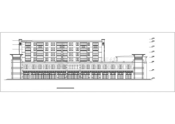贵州市某富景小区6层框混结构商住综合楼建筑设计CAD图纸（1-2层商用）-图二