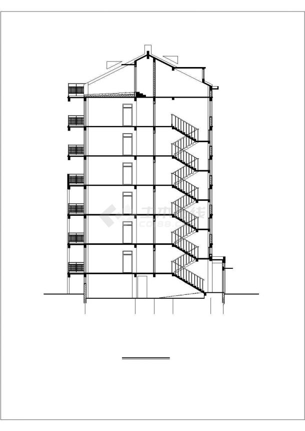 泉州市活力岛小区7层砖混结构住宅楼建筑设计CAD图纸（含半地下室）-图一