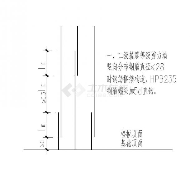 剪力墙身竖向钢筋构造设计图-图二