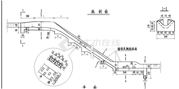 路桥交通防护工程急流槽一般构造节点详图设计图