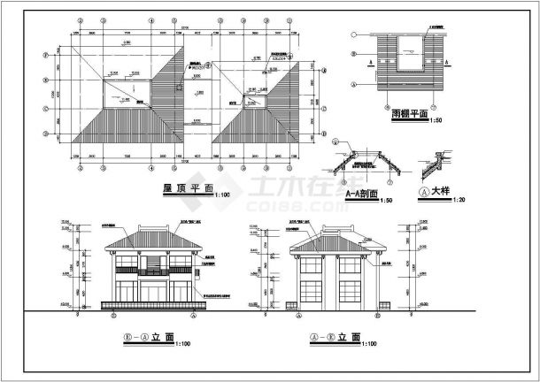 苏州市元和小区680平米2层框架结构业主会所建筑设计CAD图纸（2套方案）-图一
