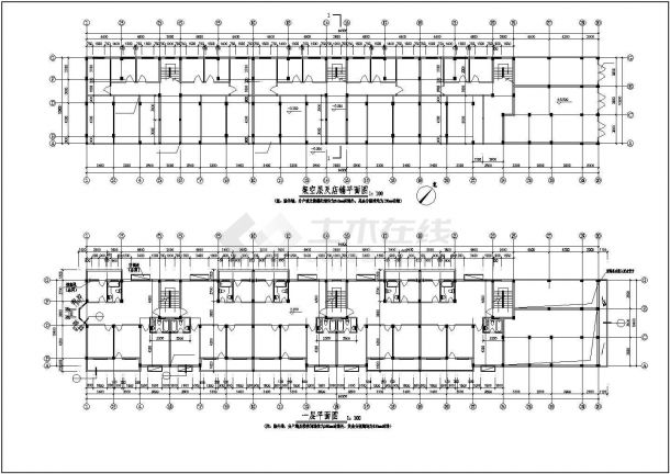 贵阳市卫前路某临街6层砖混商住楼建筑设计CAD图纸（含阁楼和1层商铺）-图二