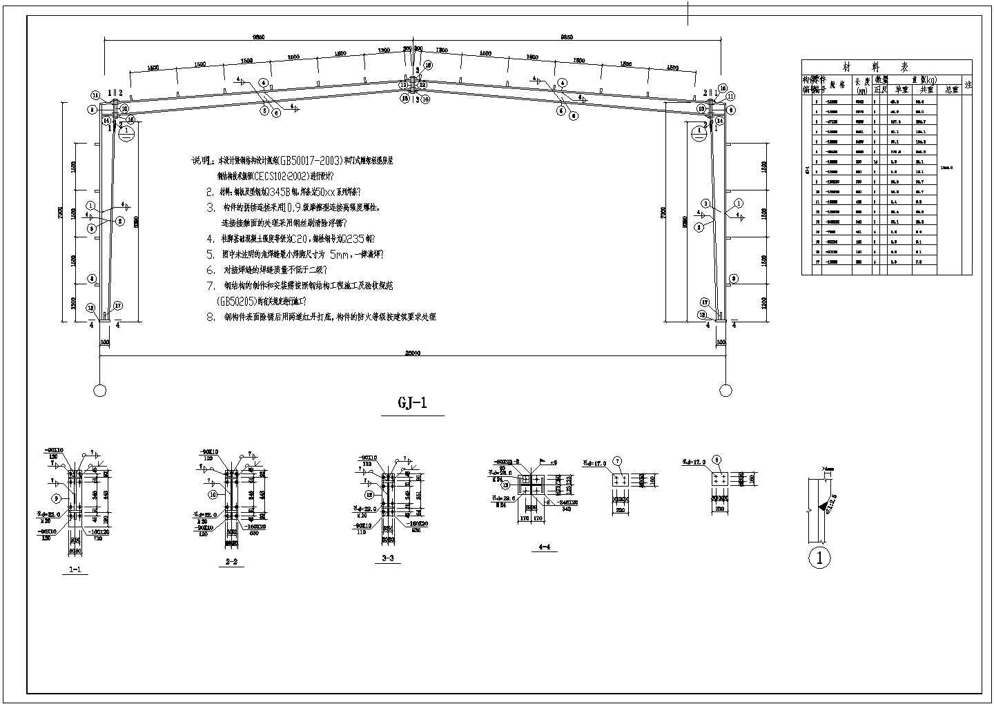 郴州钢结构厂房建筑结构CAD大样构造节点图