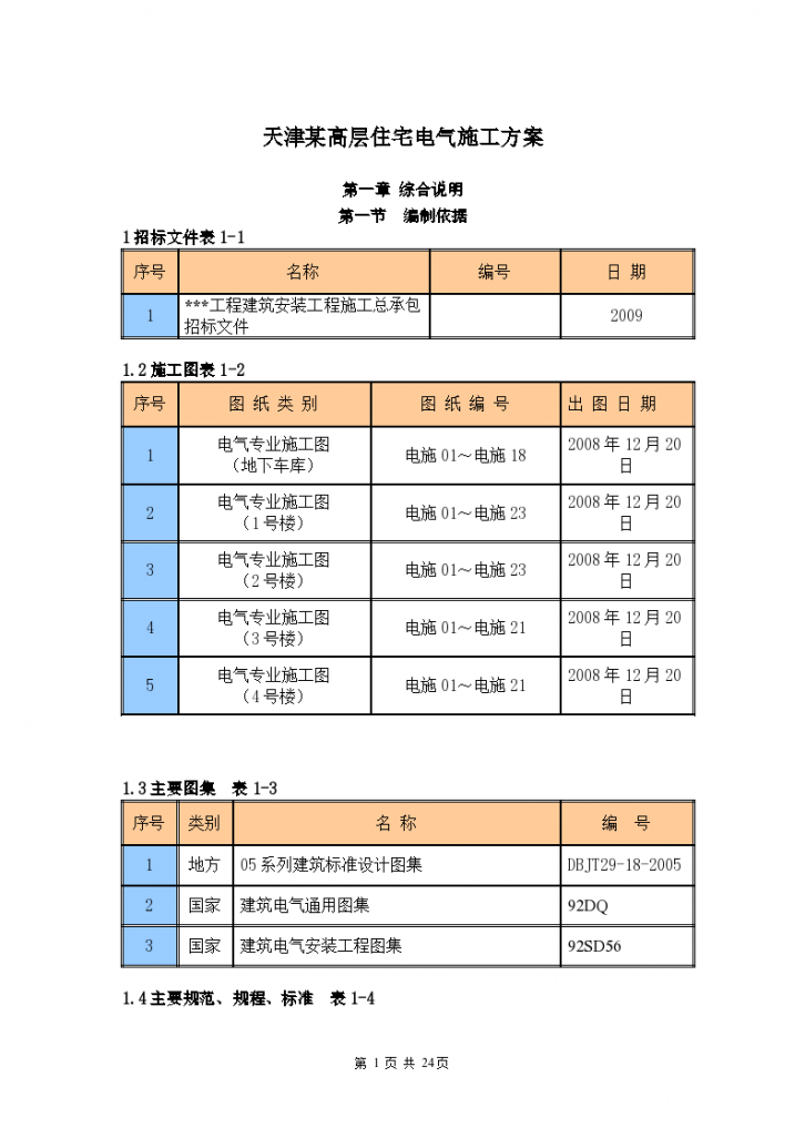 天津某高层住宅电气施工方案-图一