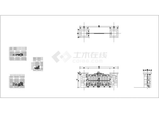 某铁艺大门CAD节点构造施工图纸-图一