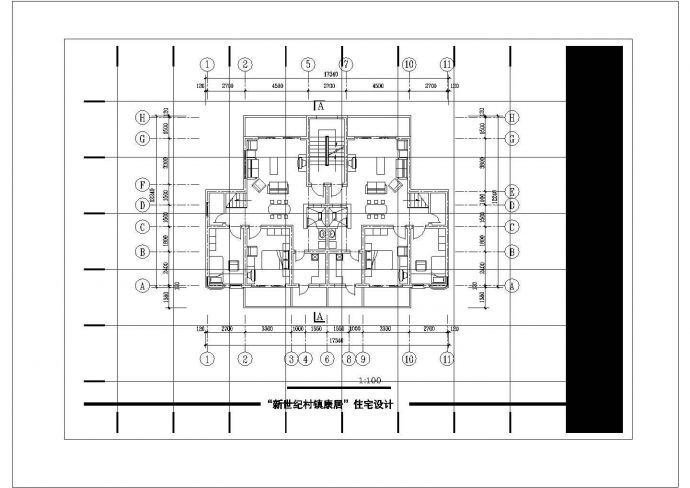 温州市现代花园小区4层砖混结构双拼式住宅楼平立面设计CAD图纸_图1