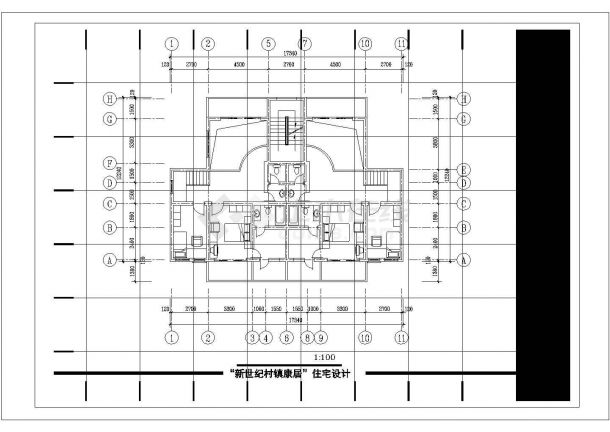 温州市现代花园小区4层砖混结构双拼式住宅楼平立面设计CAD图纸-图二