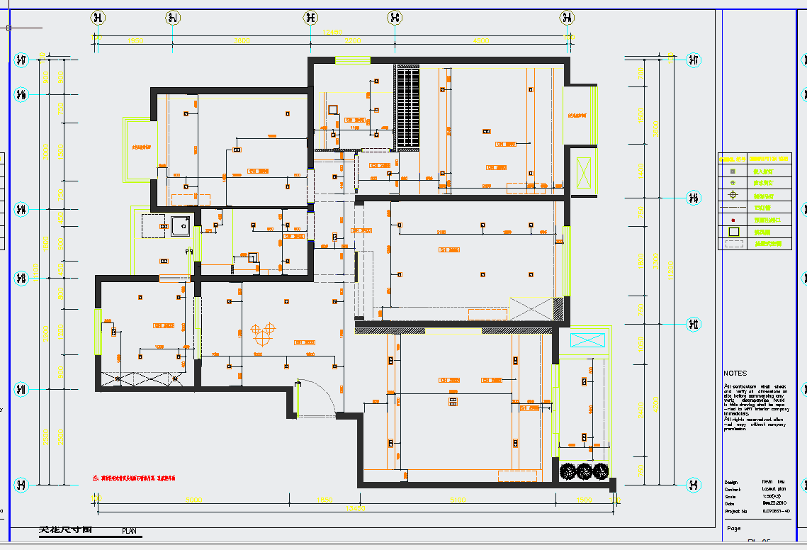 某地家装三居室B型样板房室内施工图CAD图纸