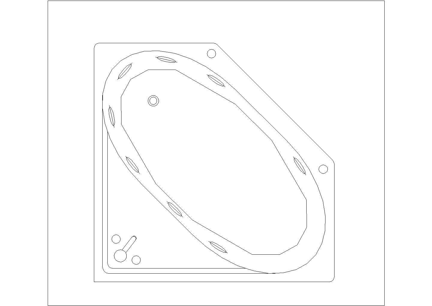 某浴缸CAD平立剖设计节点图纸