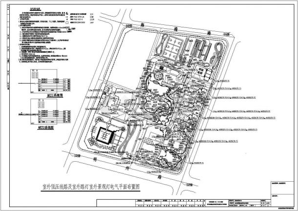 益阳配电厂低压线路及路灯室外景观全套施工cad图-图一