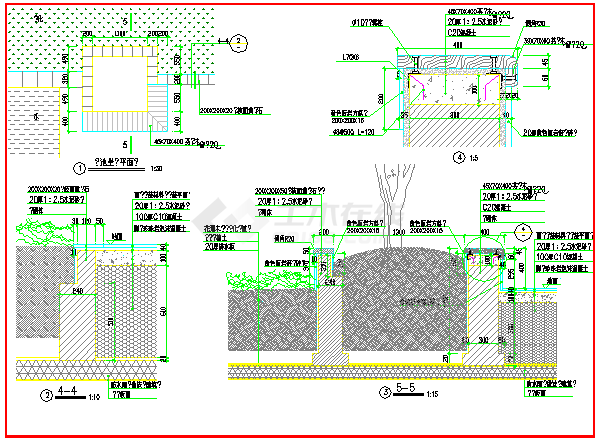 某树池CAD节点剖面设计图纸-图一