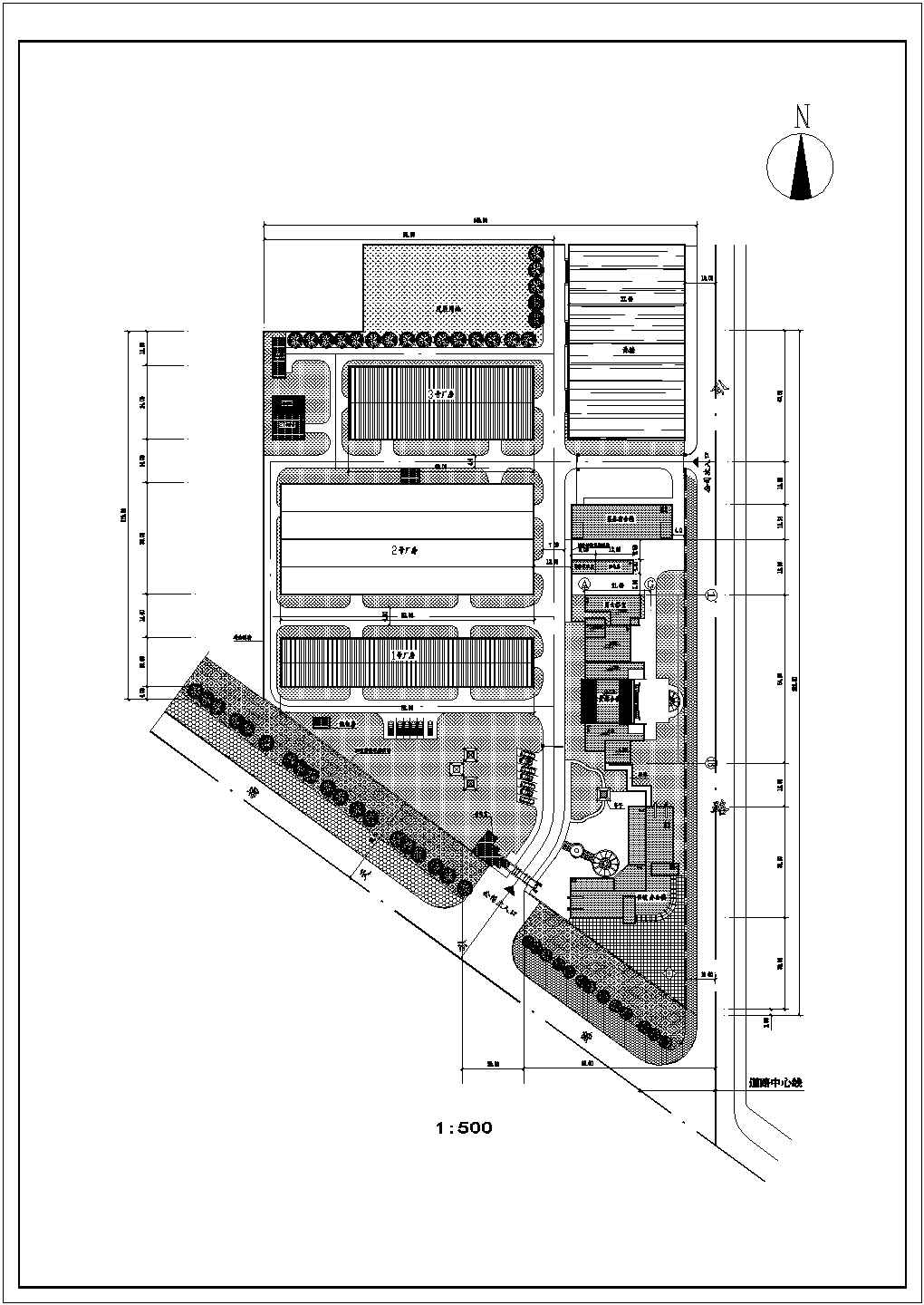 某工厂CAD设计节点完整总体规划图