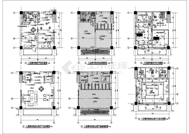 某八层豪华病房会客厅平面地天花CAD设计布置图-图一