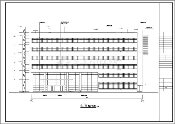 某调度办公楼建筑设计施工CAD图纸-图二